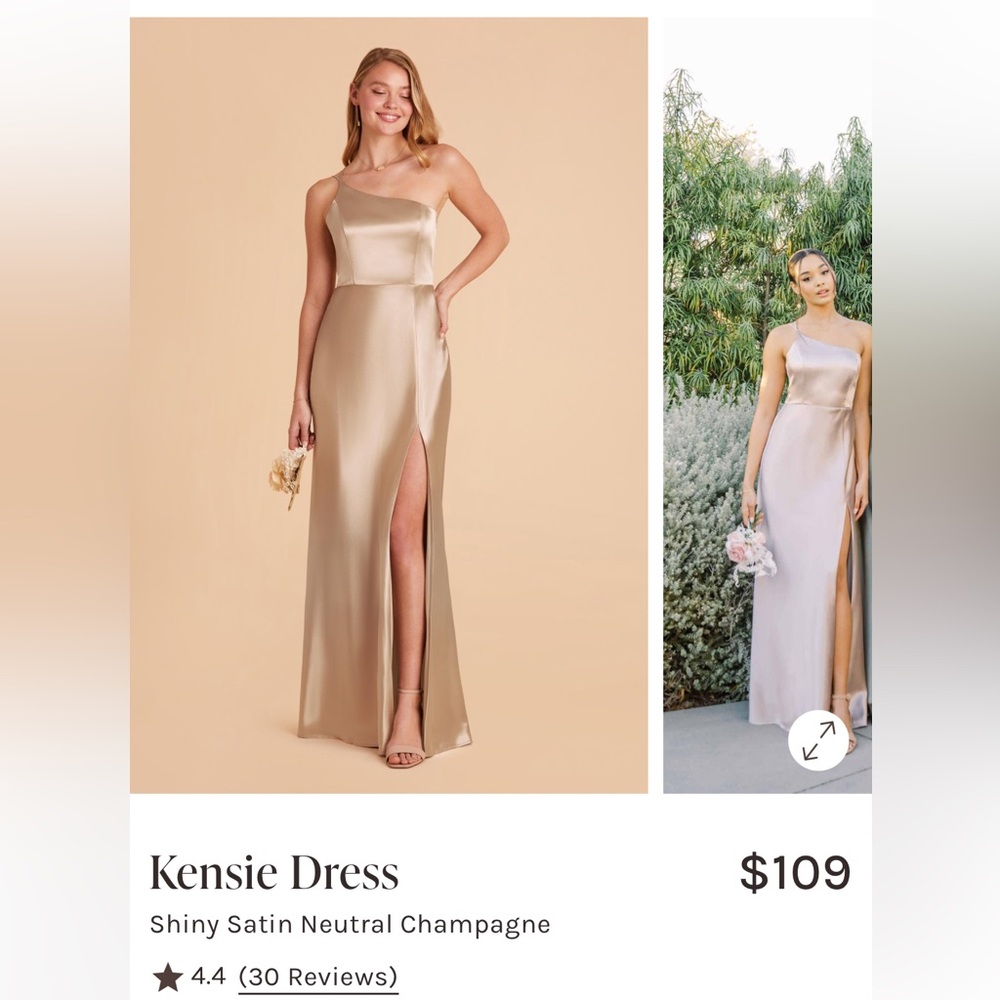 Birdy Grey Kensie Dress in Neutral Champagne shiny satin size small